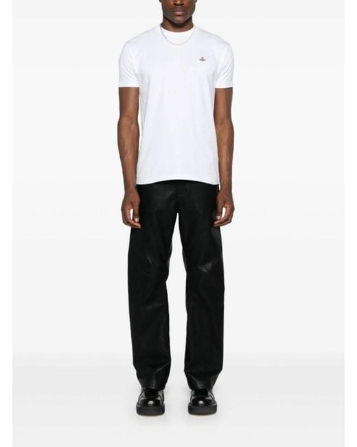 Vivienne Westwood White Crew Neck T-Shirt With Orb Logo Detail On Front