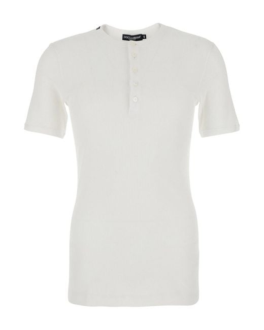 Dolce & Gabbana White T-Shirt Serafino for men