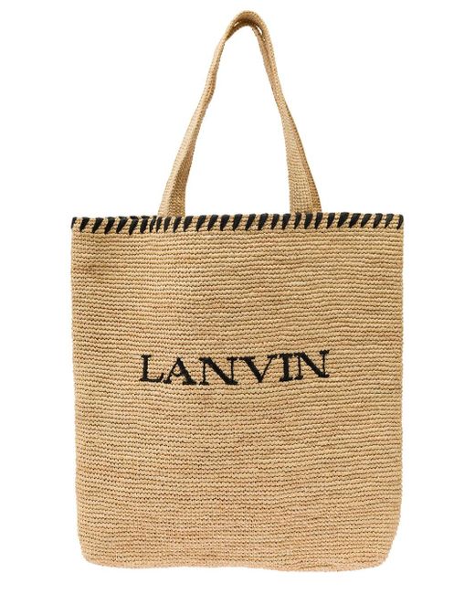Lanvin Natural Tote Bag With Embroidered Logo
