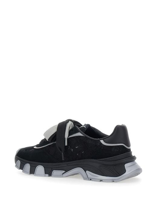 Dolce & Gabbana Black Sneaker With Lace Inserts And Logo Patch On Tong