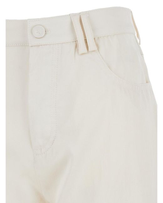 Pantalone Ampi Con Risvolto di Pinko in White