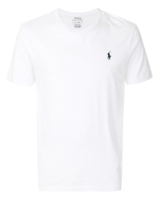 Polo Ralph Lauren White Crewneck T-Shirt With Pony Embroidery On The Front for men