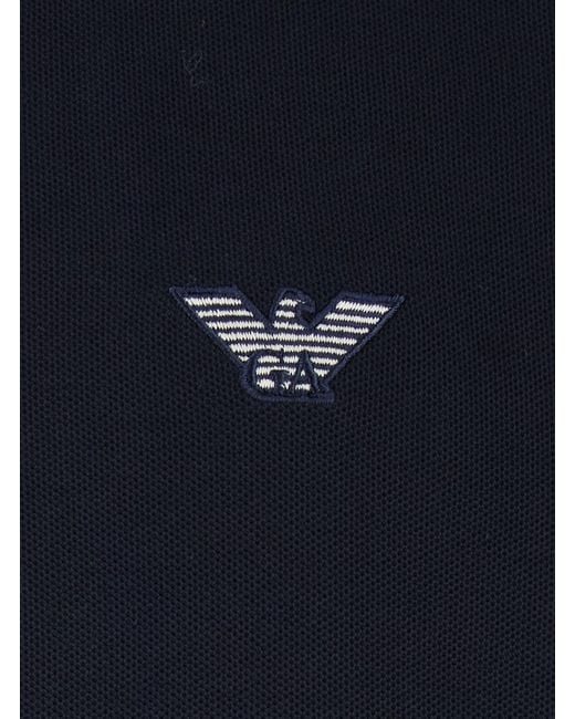 Emporio Armani Blue Polo Shirt Cotton for men