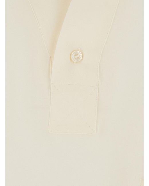 Victoria Beckham White Blouse With V-Neck And Long Sleeves