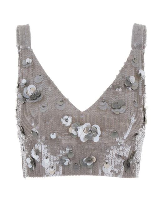 P.A.R.O.S.H. Gray Sleeveless Crop Top