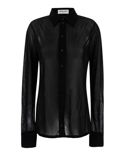 Saint Laurent Black Shirt With Transparent Effect