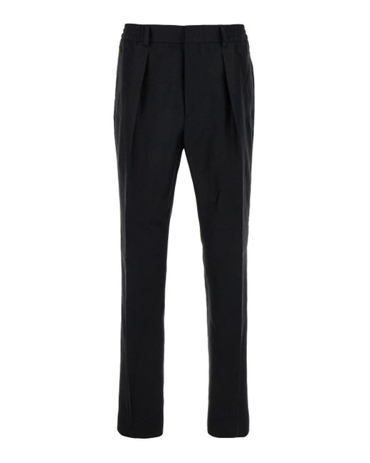 Fendi Black Pants With Elastic Waistband And Pences for men