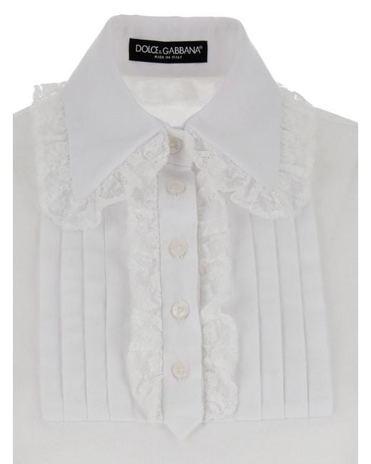 Dolce & Gabbana White Polo Shirt With Pleated Plastron
