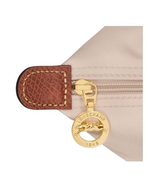 Longchamp White 'M Le Pliage Original' Shoulder Bag With Embossed Logo