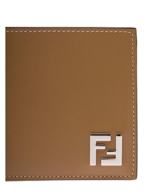 Fendi Brown Bi-Fold Wallet With Ff Detail for men
