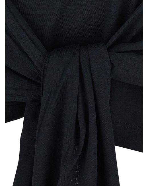 Totême  Black Top With Round Neckline And Waist Knot