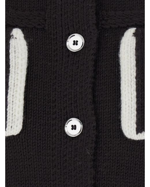 Pinko Black Crop Jacket With Classic Collar And Contrasting Details In
