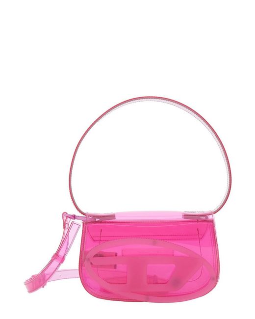 DIESEL Pink '1Dr' Shoulder Bag With Oval D Patch And Semi-Transparent