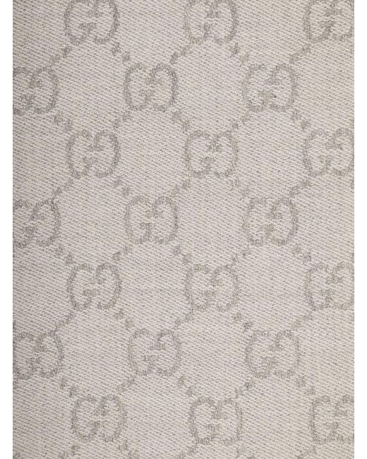 Gucci Gray Wool Gg Jacquard Motif Knit Scarf For