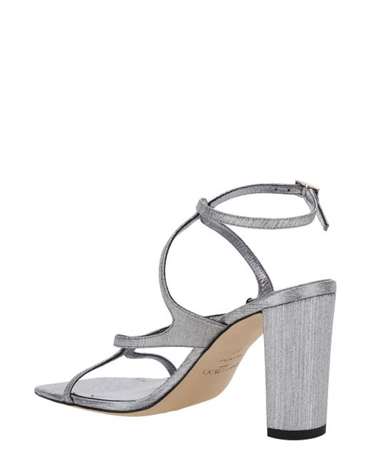 Sandali 'Azie' Con Tacco Largo Alto E Cinturino Incrociato di Jimmy Choo in Metallic