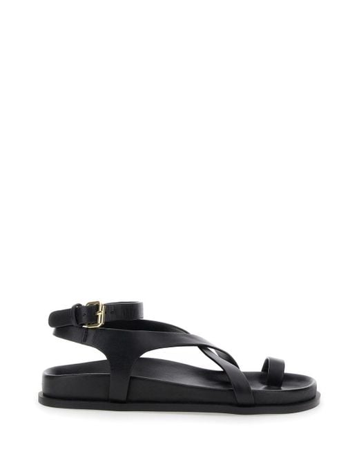 A.Emery Black 'Jalen Slim' Sandals With Criss-Crossed Straps And Buckl