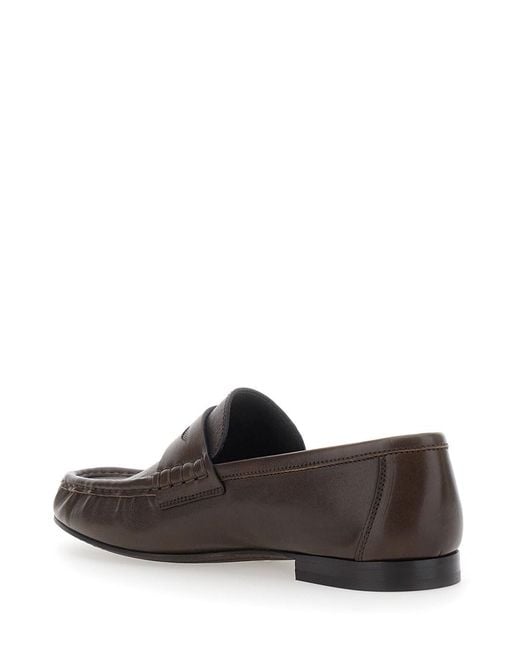 Brunello Cucinelli Brown Loafers With Monile Detail And Gathered Leath