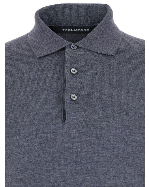 Polo Con Colletto Classico E Rifiniture A Coste di Tagliatore in Blue da Uomo