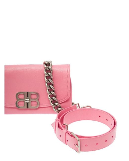 Balenciaga Pink Crossbody Bag With Palladium-Tone Bb Logo