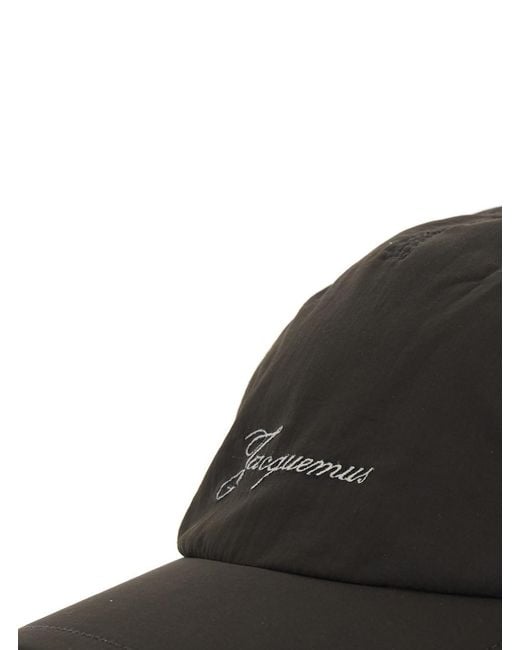 Jacquemus Black 'La Casquette Balluchon' Baseball Cap With Logo Lettering On The Front And Rear Drawstring Closure for men