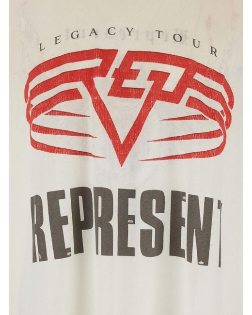 T-Shirt Girocollo Con Maxi Stampa Logo Su Fronte E Retro In di Represent in White da Uomo