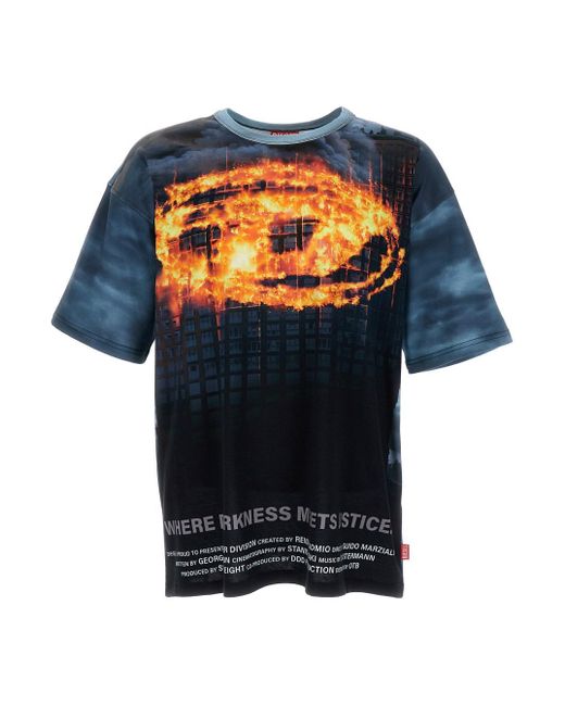 T-Shirt 'T-Boxt-P2' Con Stampa Logo All-Over di DIESEL in Blue da Uomo