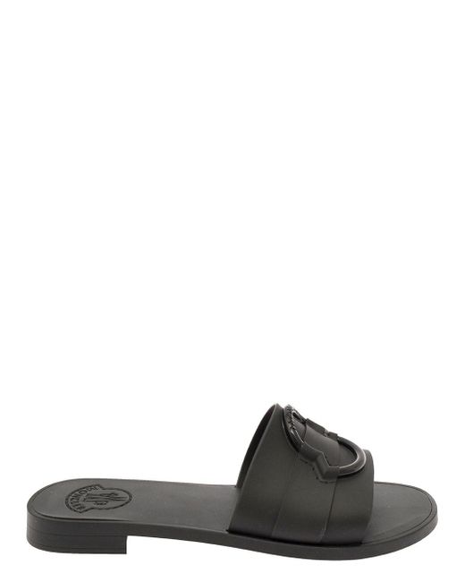 Moncler Black 'Mon' Slide With Heel