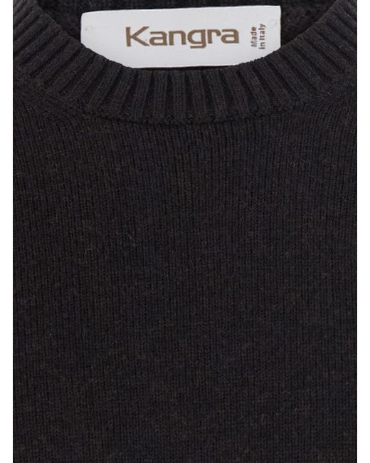 Kangra Black Crew Neck Ml F.7Gg With Long Sleeves And Wool For for men