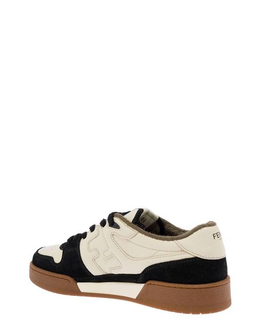 Fendi Natural Low Top Suede Sneakers for men