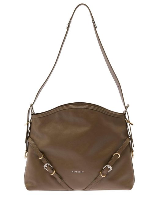 Givenchy Brown 'Voyou' Shoulder Bag With Embossed Logo