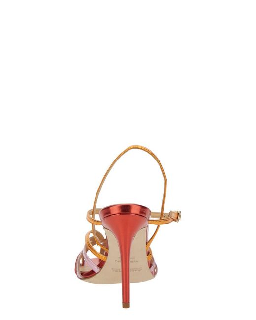 Semicouture Pink Tricolor Mirrored Sandal With Front Cage