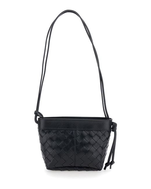 Bottega Veneta Black “Flip Flap Small” Mini Bag With Intreccio Design