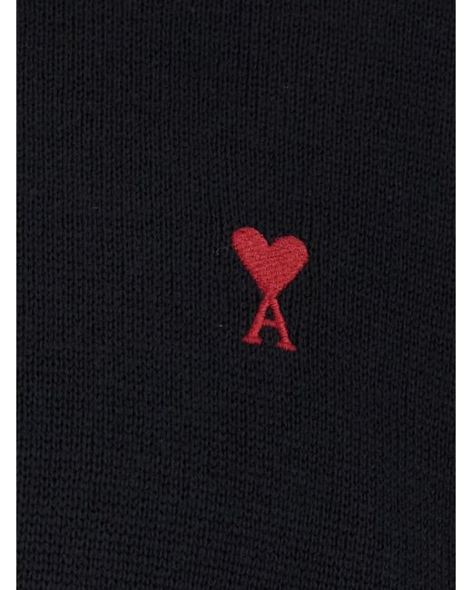 AMI Black Crewneck Sweater With Adc Embroidery On The Front for men
