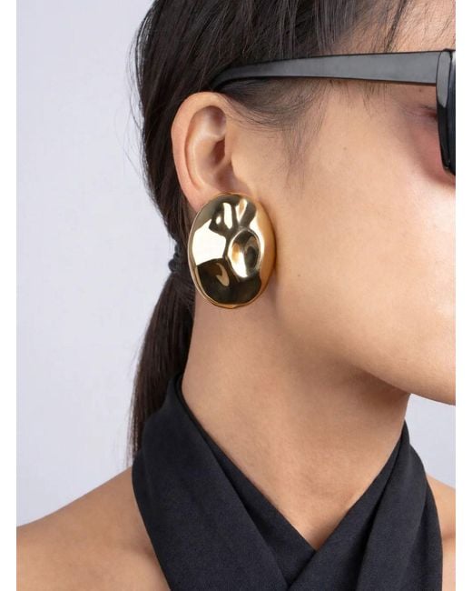 FEDERICA TOSI Yellow 'Rock' -Colored Earrings With Oval Design And Back C