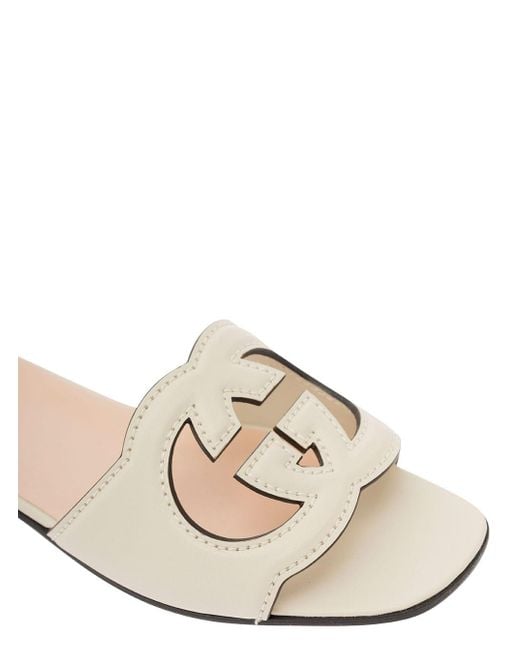 Gucci Natural Interlocking G Cut-Out Slide Sandals