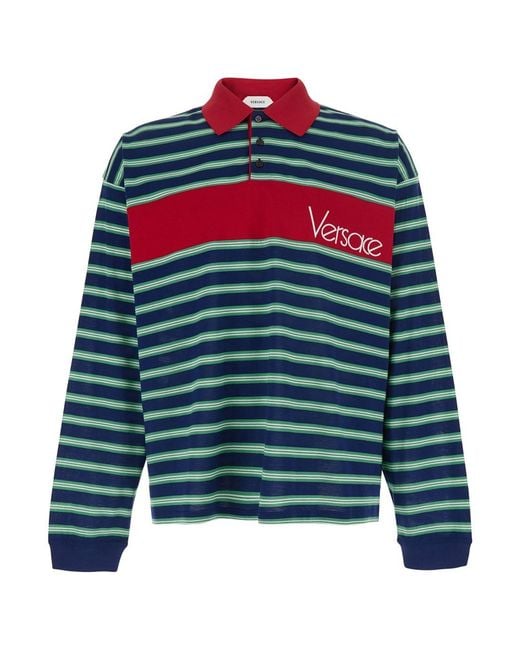 Versace Blue Polo Sweater for men