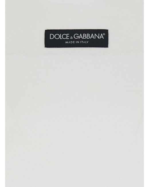 Dolce & Gabbana White T-Shirt With Logo Patch On The Front