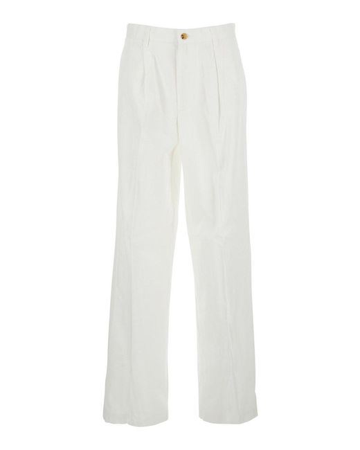 Polo Ralph Lauren White Trousers With Front Pleats