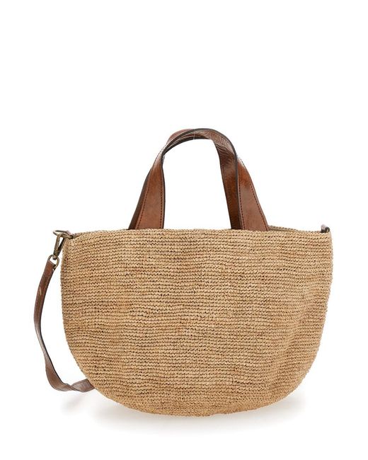 IBELIV Brown Mirozy Tote Bag With Removable Strap And Drawstring Closure In