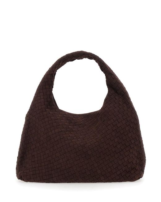 JW PEI Brown 'Laura' Shoulder Bag With Top Handle And Woven Motif