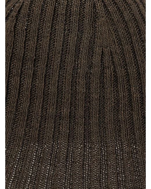 Cappello Con Orlo A Contrasto E Lavorazione A Coste di Brunello Cucinelli in Brown