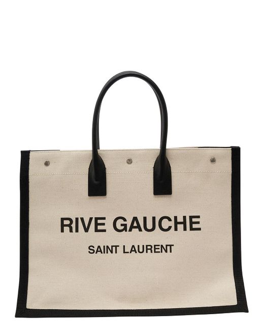 Saint Laurent Natural 'Big Rive Gauche' Tote Bag With Contrasting Logo P for men