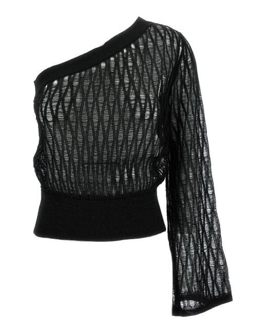 FEDERICA TOSI Black One-Shoulder Knit Top