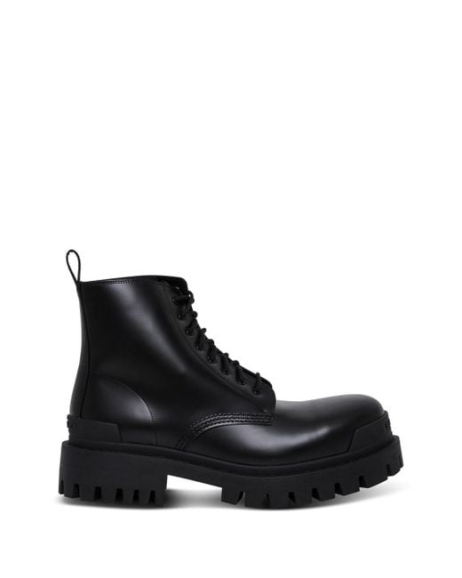 Balenciaga Strike Combat Boots In Leather Men in Black for Men | Lyst