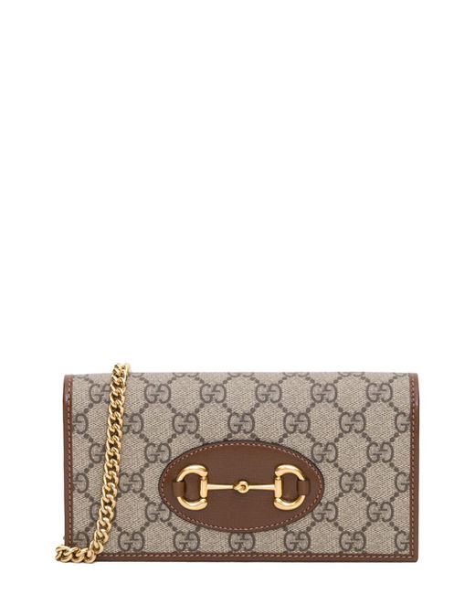 Gucci Gray 'Horsebit 1955' Wallet With Chain Shoulder Strap