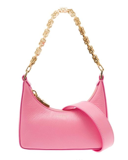 Givenchy Pink 'moon Cut-out' Mini Crossbody Bag With G Cube Chain In Leather Woman