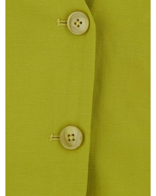 Twinset Green Vest With V-Neck And Drawstring Closure On Neck And Bac