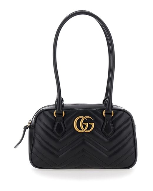 Gucci Black 'Gg Marmont Small' Handbag With Oversized Handle