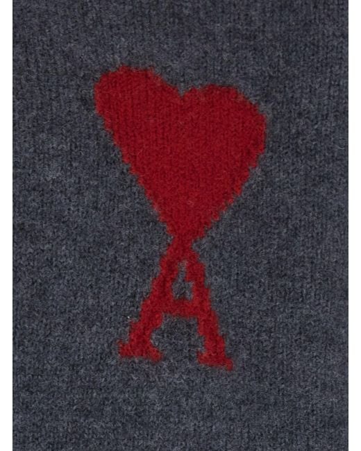 AMI Blue Crewneck Sweater With Adc Embroidery On The Front for men