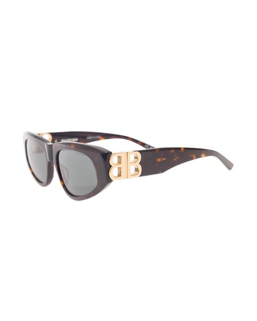 Balenciaga 'dynasty Rectangle' Brown Rectangular Sunglasses With Silver-tone Detailing In Acetate Woman